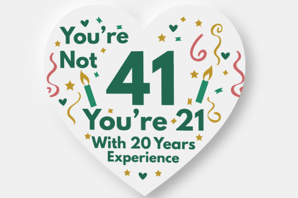 41st Birthday Heart Shape POD Design for Crafts and Graphics