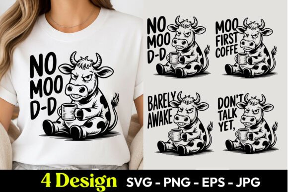 Cow No Mood Funny SVG PNG Review