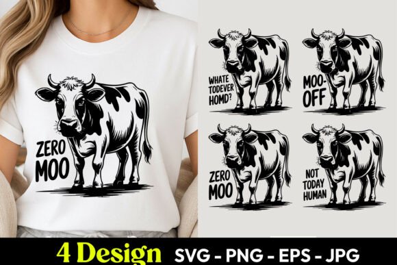Cow Zero Mood Funny SVG PNG for Branding and Graphics