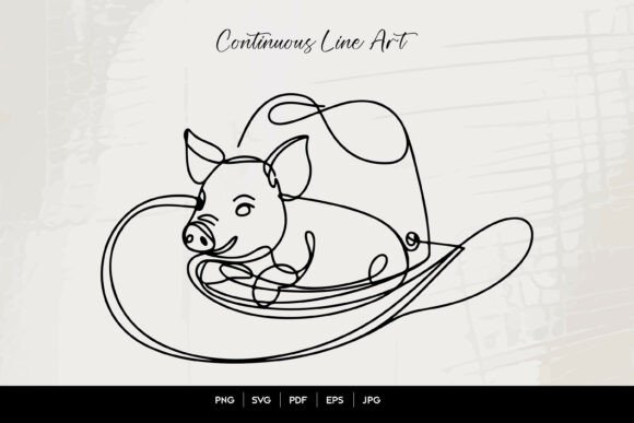 Cute Piglet Resting in Cowboy Hat Graphics for Crafts