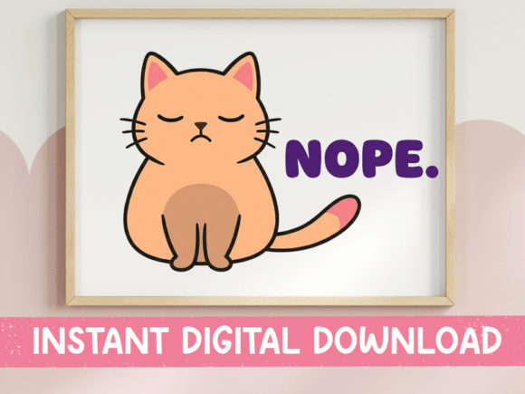 Nope Cat Funny SVG Design for T-Shirt Graphics