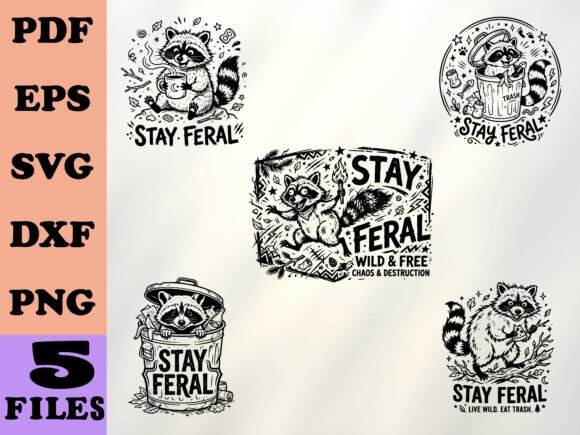 Stay Feral Raccoon Funny SVG for Local Business Branding