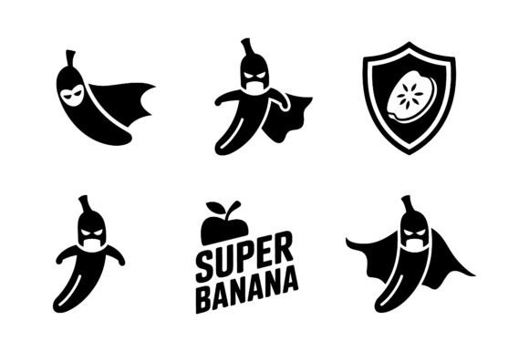 Super Banana Hero Vector Silhouette for Crafts and Graphics