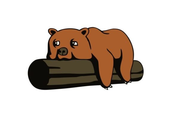 Tired Brown Bear Graphic for Crafts